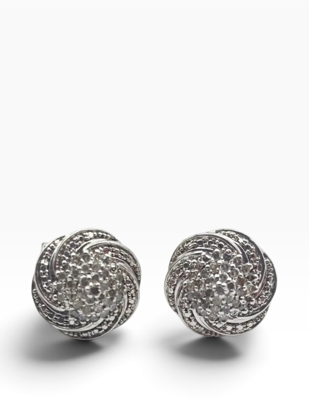 Kay Jewelers Sterling Silver 925 Diamond Accent Swirl Dome Stud Earrings